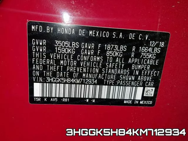 3HGGK5H84KM712934 фото 2