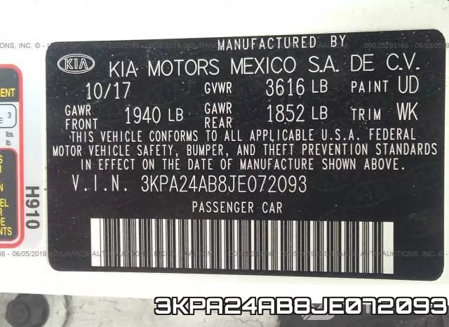 3KPA24AB8JE072093 фото 9
