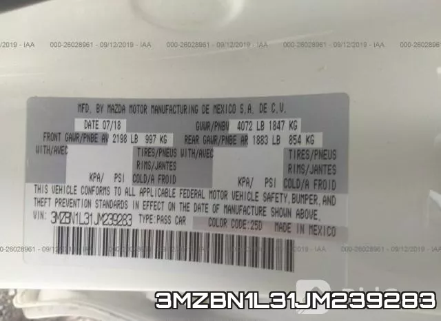 3MZBN1L31JM239283 фото 10