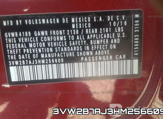 3VW2B7AJ3HM256609 фото 10