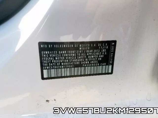 3VWC57BU2KM129507 фото 2
