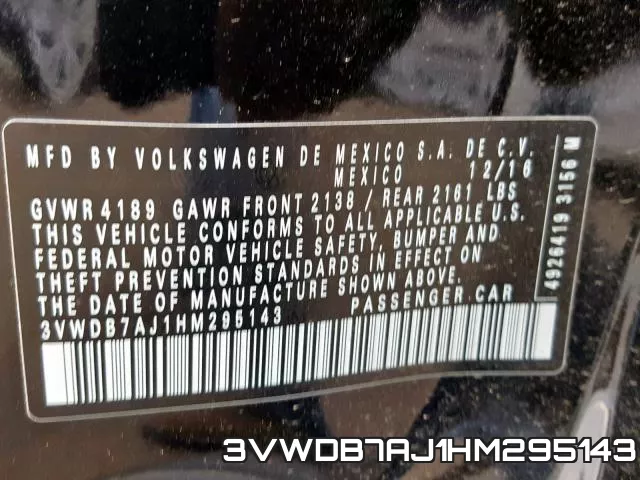 3VWDB7AJ1HM295143 фото 2