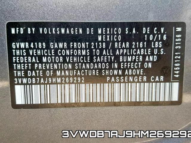 3VWDB7AJ9HM269292 фото 2