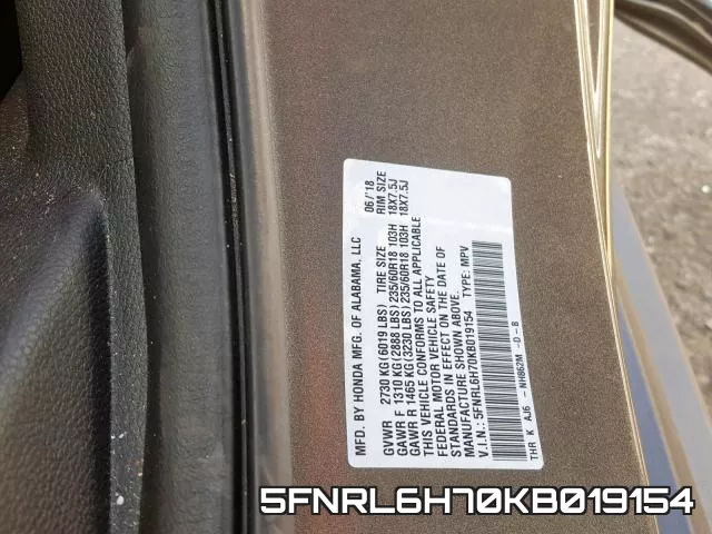 5FNRL6H70KB019154 фото 2