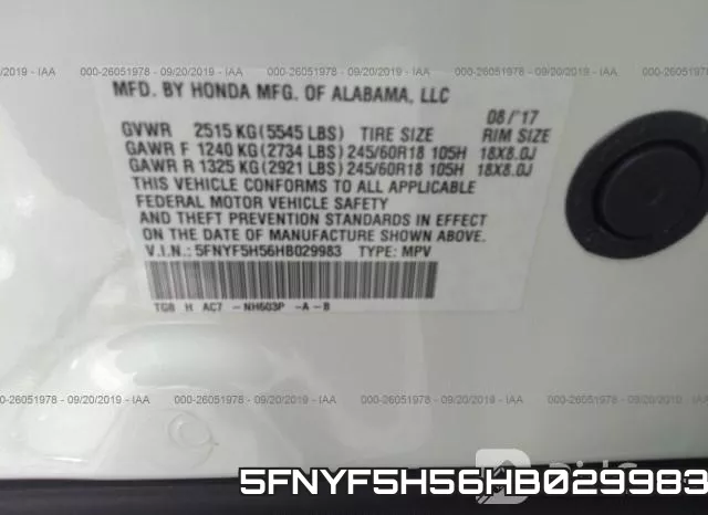 5FNYF5H56HB029983 фото 10