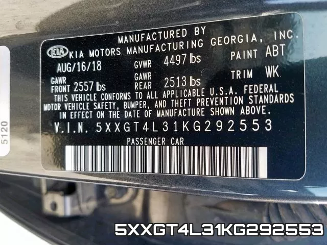 5XXGT4L31KG292553 фото 2