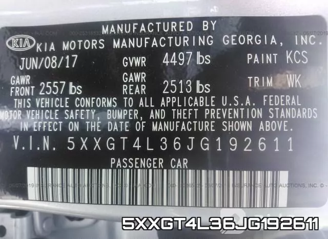 5XXGT4L36JG192611 фото 10