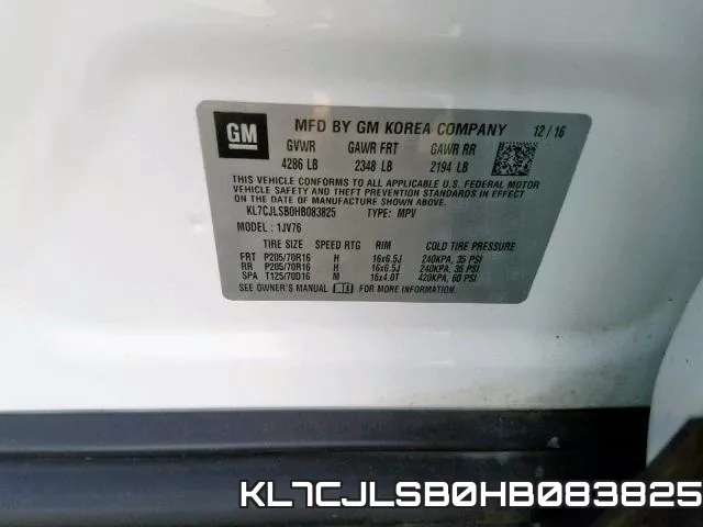 KL7CJLSB0HB083825 фото 2