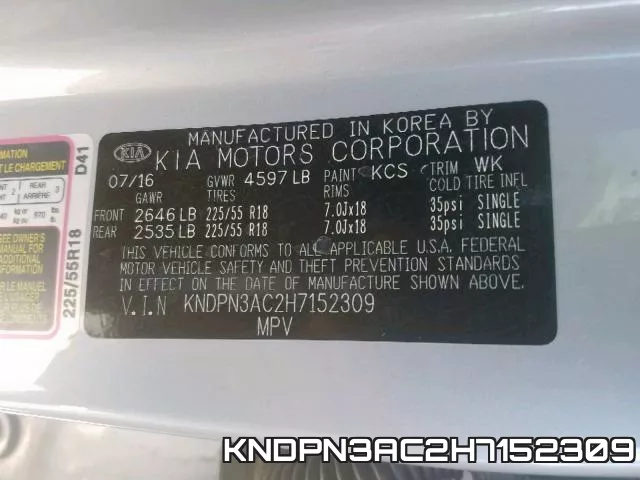 KNDPN3AC2H7152309 фото 2