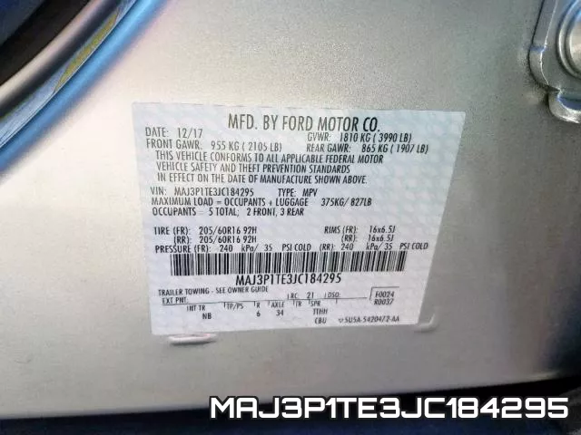 MAJ3P1TE3JC184295 фото 2
