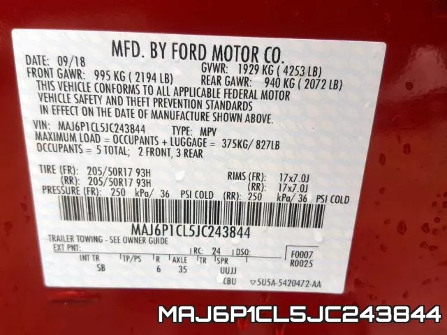 MAJ6P1CL5JC243844 фото 2