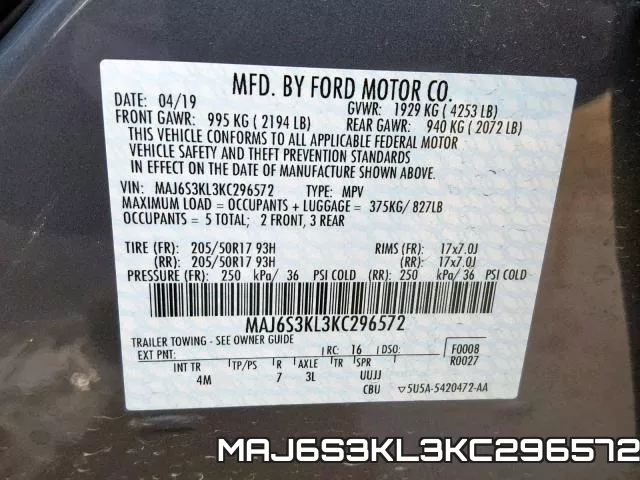 MAJ6S3KL3KC296572 фото 2