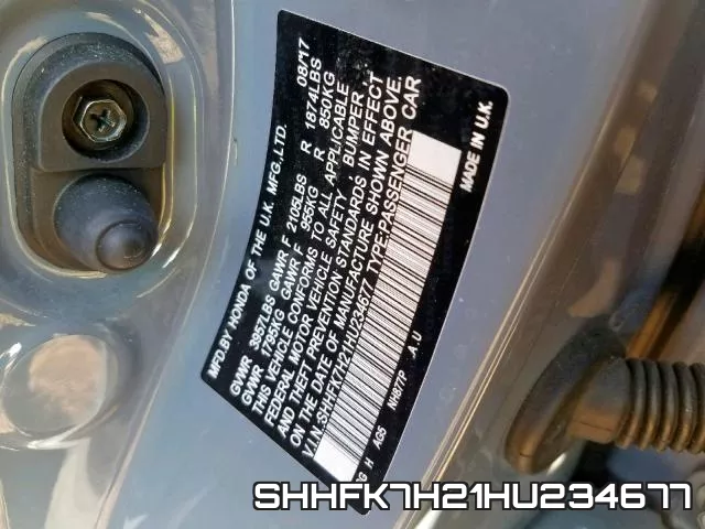SHHFK7H21HU234677 фото 2