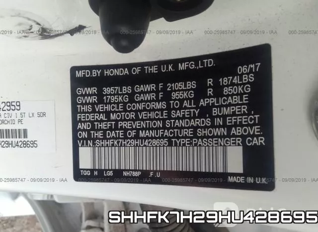 SHHFK7H29HU428695 фото 10