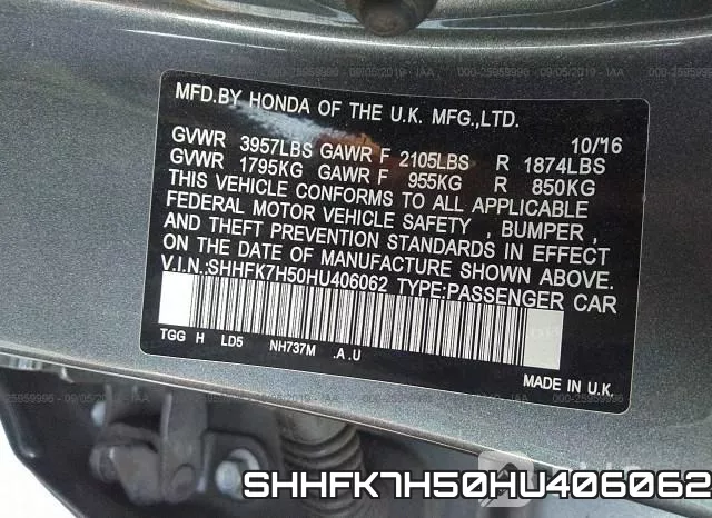SHHFK7H50HU406062 фото 10