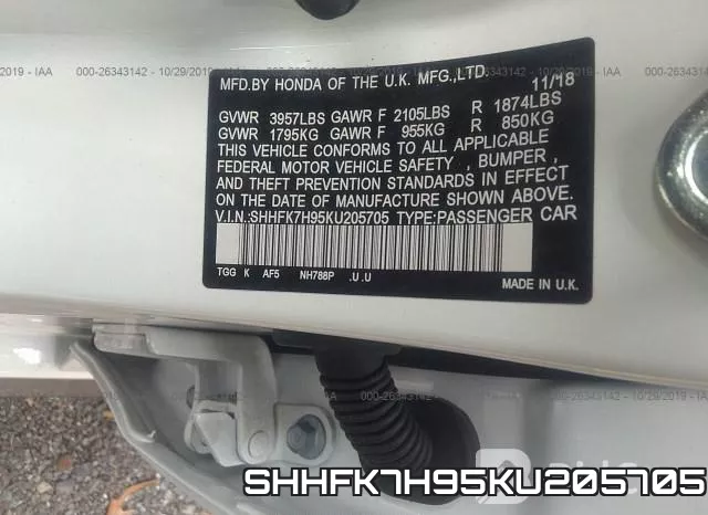 SHHFK7H95KU205705 фото 10