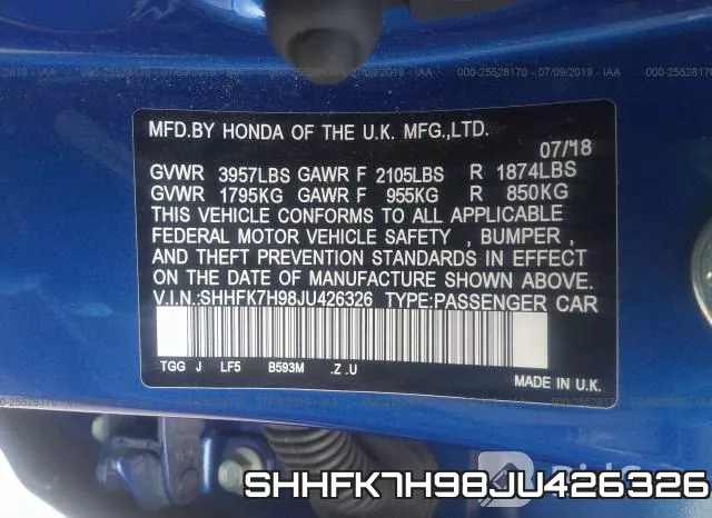 SHHFK7H98JU426326 фото 10