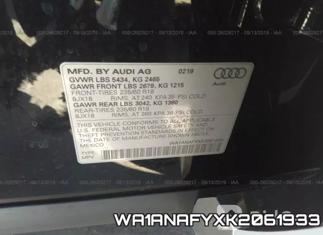 WA1ANAFYXK2061933 фото 10