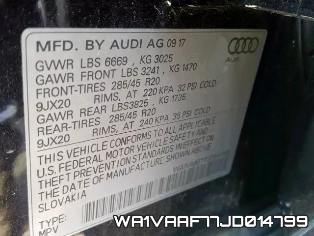 WA1VAAF77JD014799 фото 2