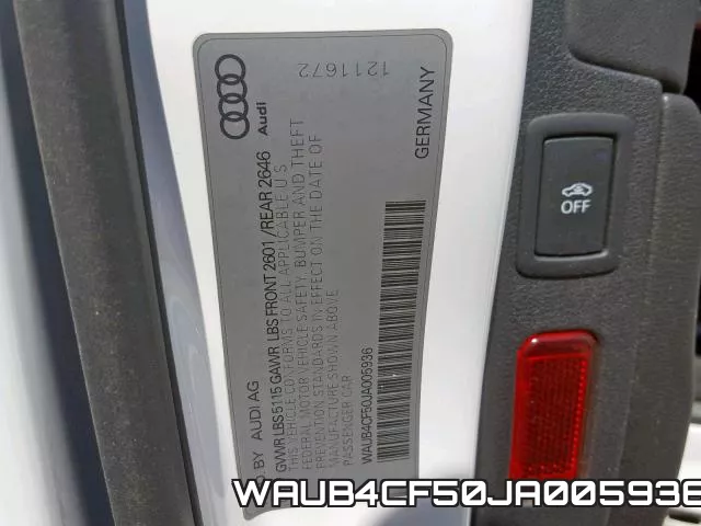 WAUB4CF50JA005936 фото 2