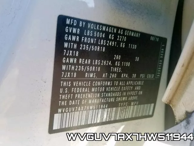 WVGUV7AX7HW511944 фото 2