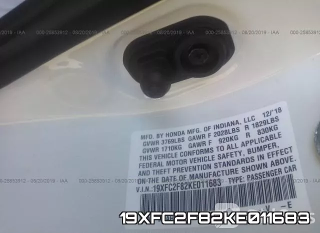 19XFC2F82KE011683 фото 10
