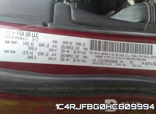 1C4RJFBG0HC809994 фото 10