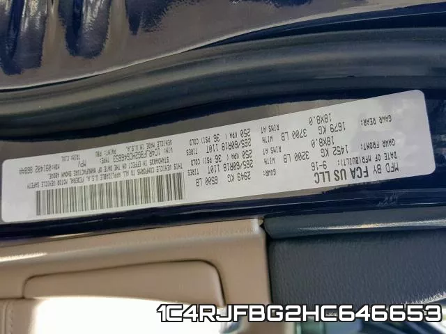 1C4RJFBG2HC646653 фото 2