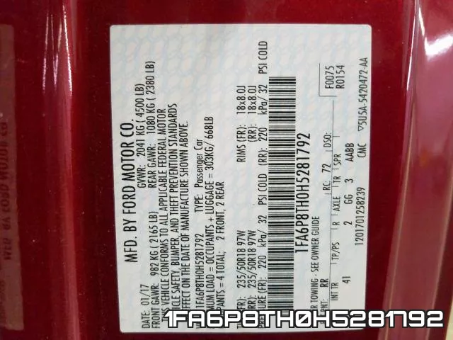 1FA6P8TH0H5281792 фото 2