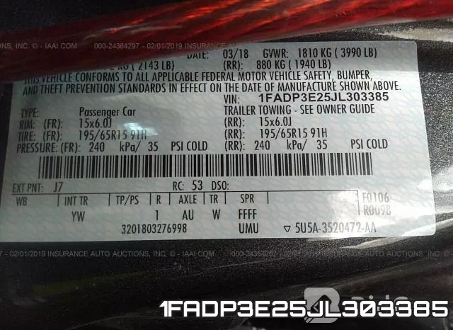 1FADP3E25JL303385 фото 10