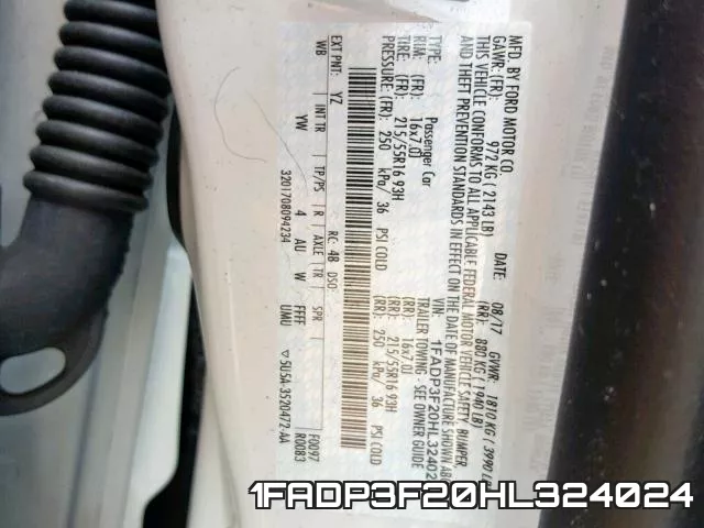 1FADP3F20HL324024 фото 2