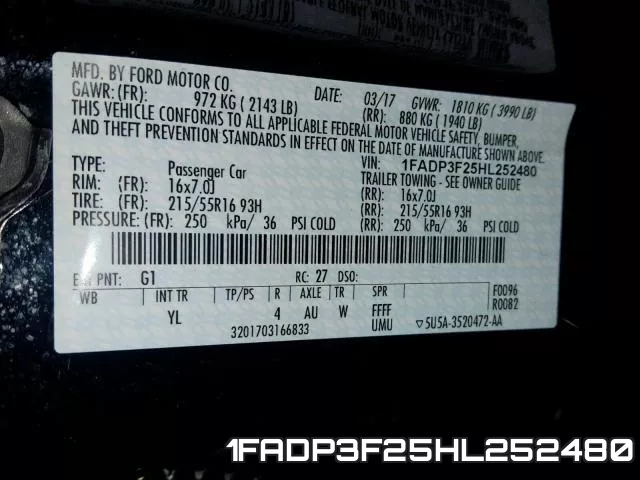 1FADP3F25HL252480 фото 2