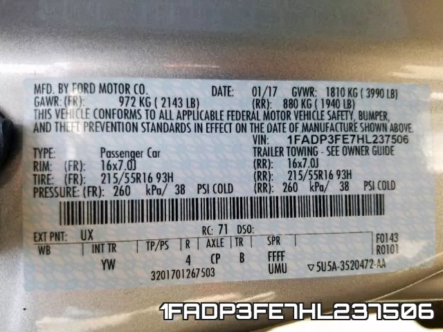 1FADP3FE7HL237506 фото 2