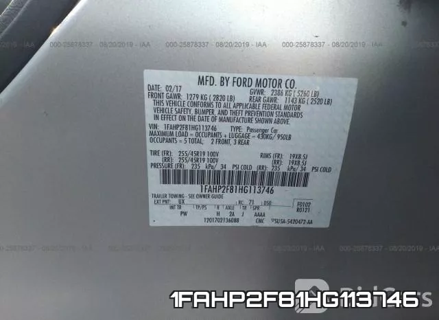1FAHP2F81HG113746 фото 10