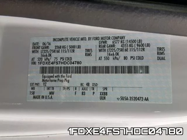 1FDXE4FS7HDC04780 фото 2