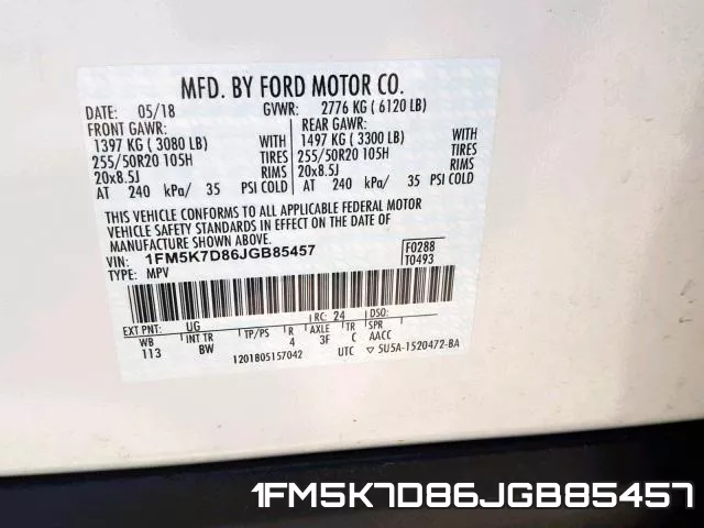 1FM5K7D86JGB85457 фото 2