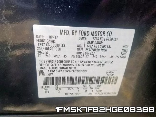 1FM5K7F82HGE08388 фото 2