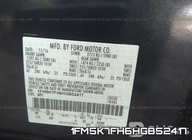 1FM5K7FH6HGB52417 фото 10