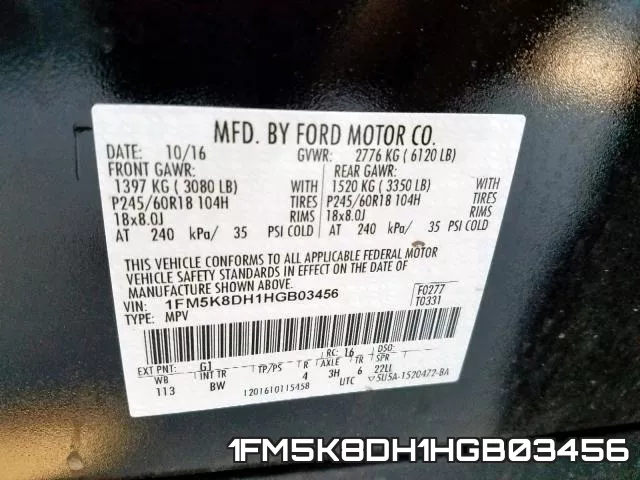 1FM5K8DH1HGB03456 фото 2