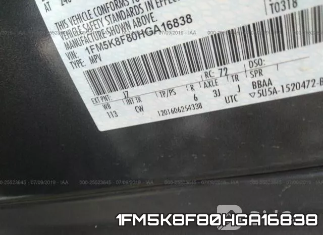 1FM5K8F80HGA16838 фото 10