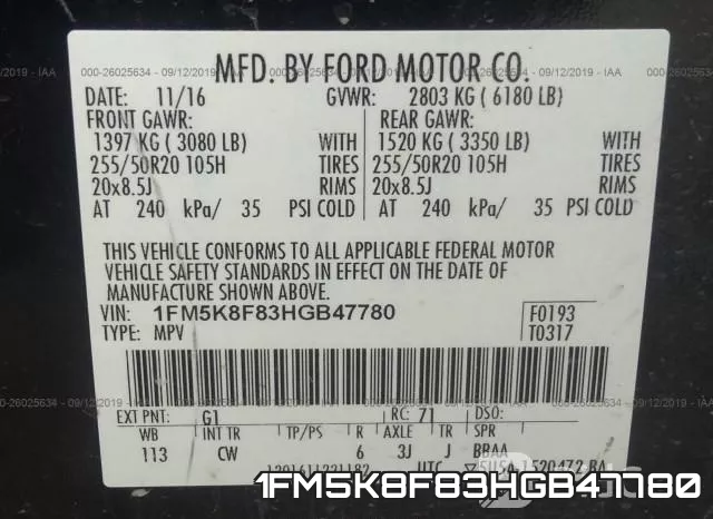 1FM5K8F83HGB47780 фото 10