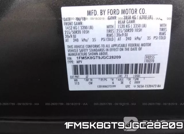 1FM5K8GT9JGC28209 фото 10