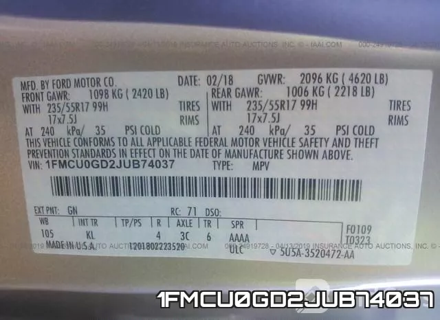 1FMCU0GD2JUB74037 фото 10