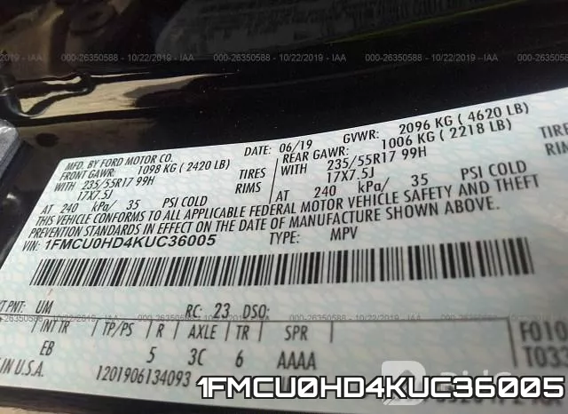 1FMCU0HD4KUC36005 фото 10