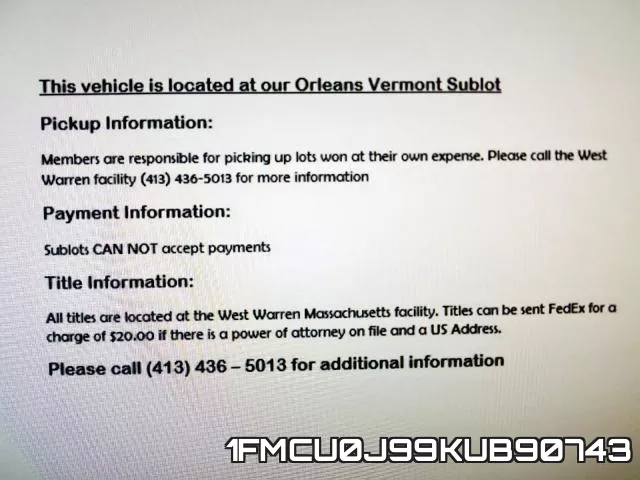 1FMCU0J99KUB90743 фото 10
