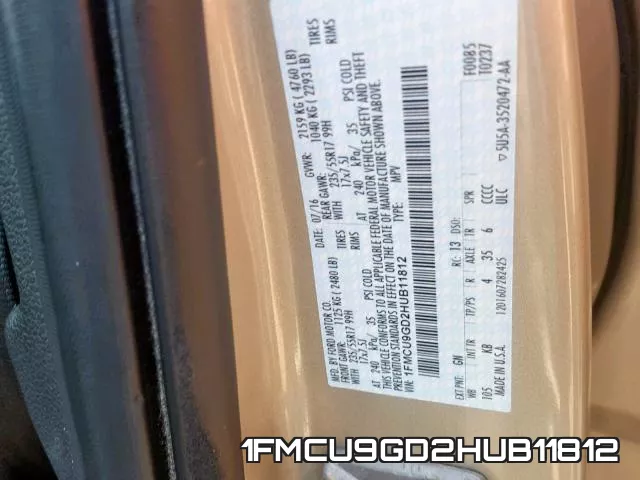 1FMCU9GD2HUB11812 фото 2