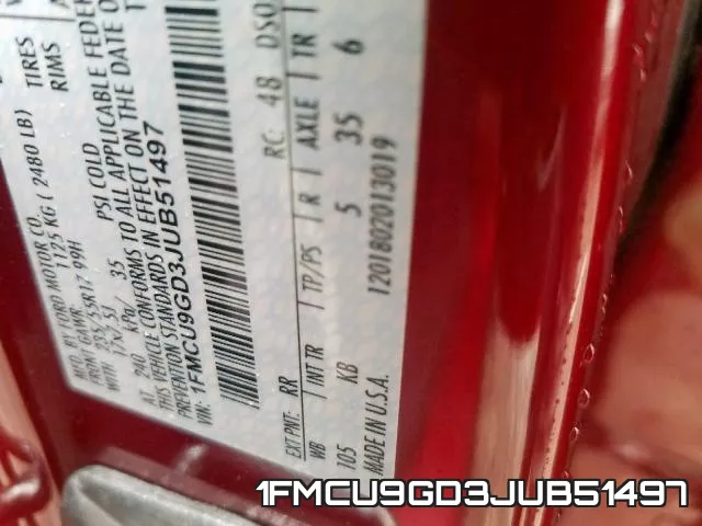1FMCU9GD3JUB51497 фото 2