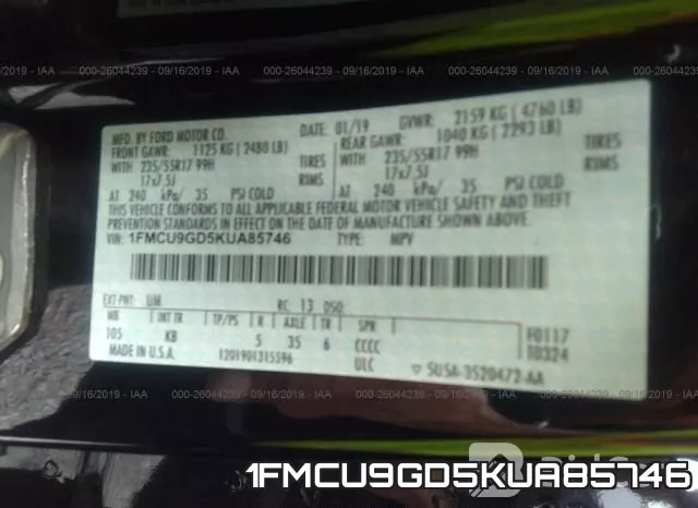 1FMCU9GD5KUA85746 фото 10