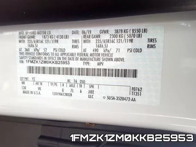 1FMZK1ZM0KKB25953 фото 2