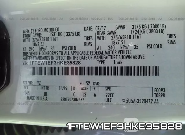 1FTEW1EF3HKE35828 фото 10